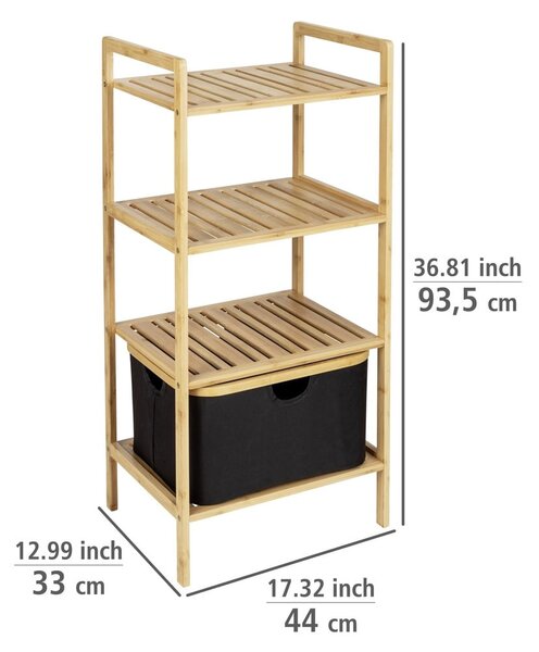 Черна/естествена бамбукова етажерка за баня 44x93,5 cm Ecori - Wenko