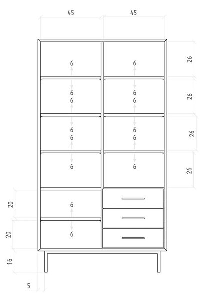 Етажерка за книги от дъбова дървесина в естествен цвят 97x176 cm Abies - The Beds