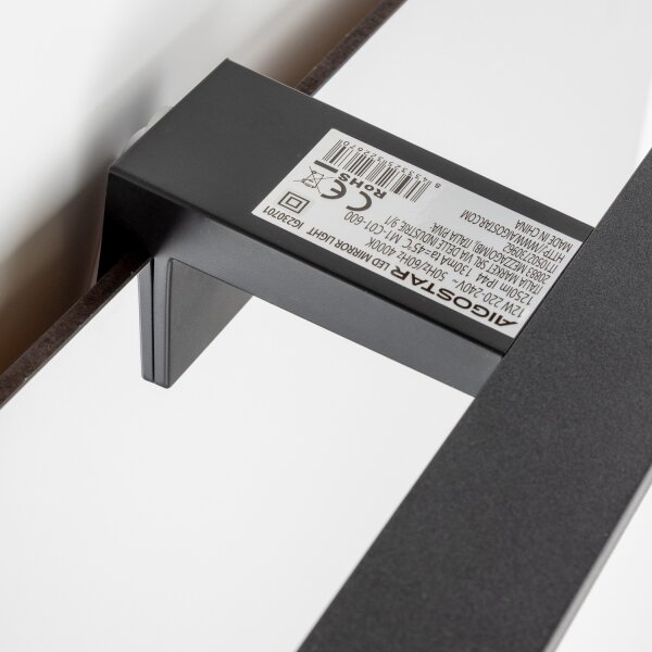 Aigostar - LED осветление за огледало за баня, 12W/230V, 4000K (неутрална бяла), 60 cm, IP44, черно