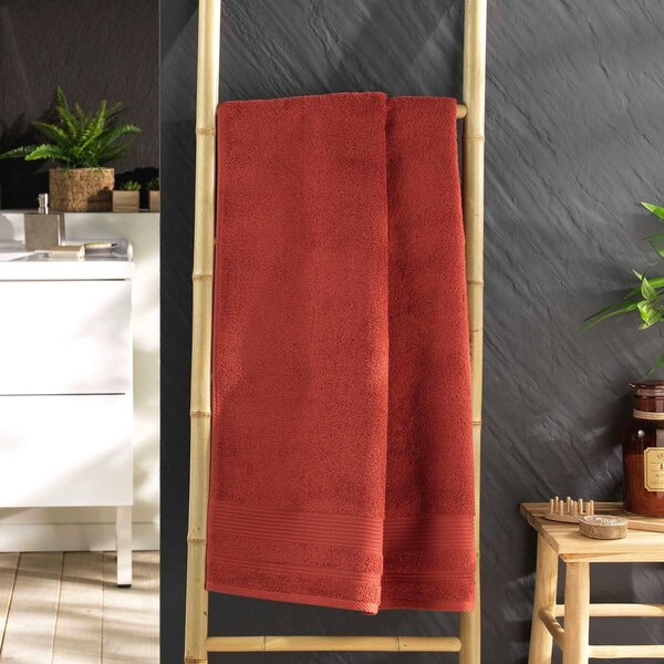Памучна хавлиена кърпа от тери в тухлен цвят 70x130 cm Tendresse – douceur d'intérieur