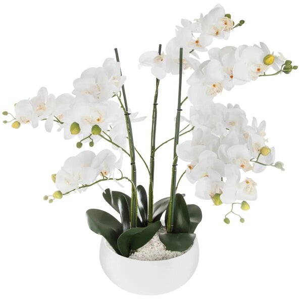Изкуствено цвете atmosphera Sanae Orchid, 65 cm - Изкуствена орхидея atmosphera, Черна керамична саксия, 65 cm
