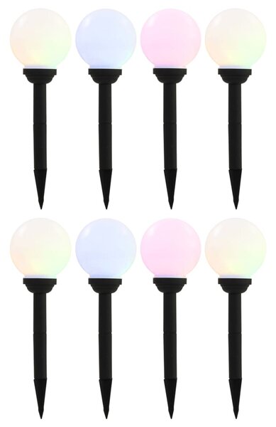 Sonata Градински соларни лампи, 8 бр, LED, сферични, 15 см, RGB