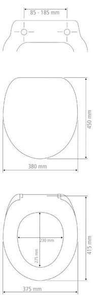 Тоалетна седалка с автоматично затваряне 37,5 x 41,5 cm Sevilla - Wenko