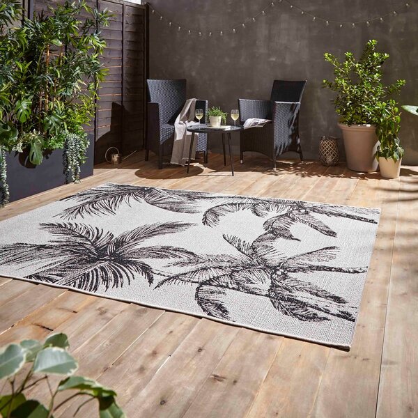 Черно-кремав външен килим 120x170 cm Miami – Think Rugs