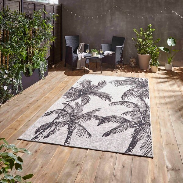 Черно-кремав външен килим 120x170 cm Miami – Think Rugs