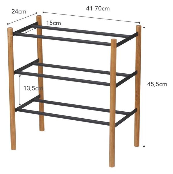 Метален телескопичен шкаф за обувки в черно-натурален цвят - YAMAZAKI