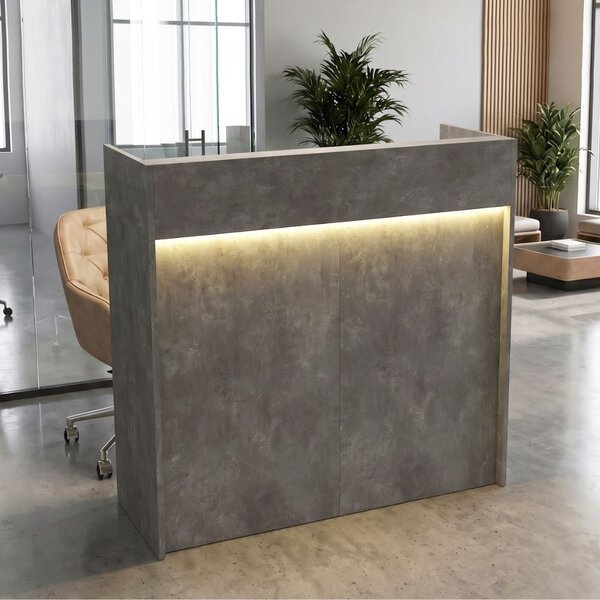 Wilko TopMebel меламиново бюро за рецепция с LED в цвят бетонно сиво 113.6x42x110cm