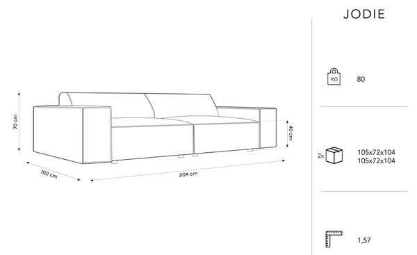 Бежов диван 204 cm Jodie - Micadoni Home