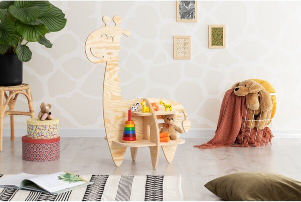 Детски шкаф за книги с декор от бор в естествен цвят 90x60 cm Giraffe - Adeko