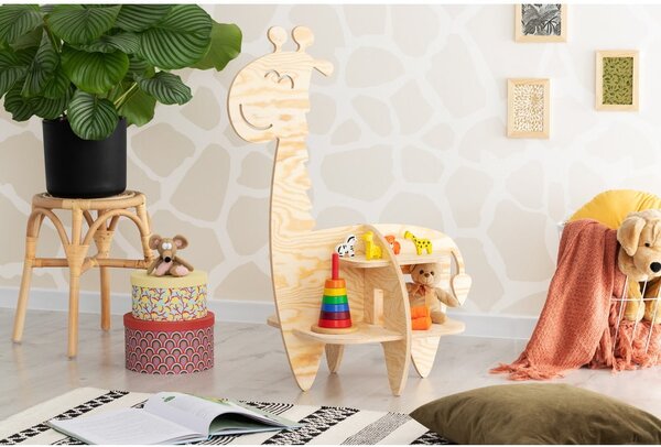 Детски шкаф за книги с декор от бор в естествен цвят 90x60 cm Giraffe - Adeko