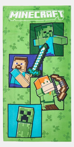 Sinsay - Детска хавлиена кърпа за баня от памук Minecraft - зeлeн