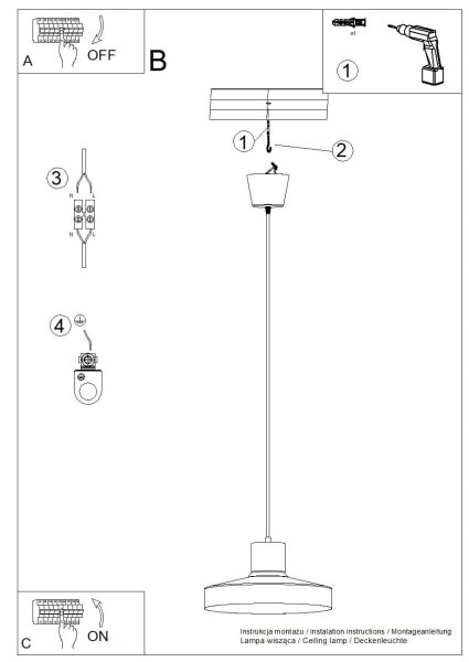 Sollux SL.1702 - Пендел BILO 1xE27/15W/230V Ø 35 см бял