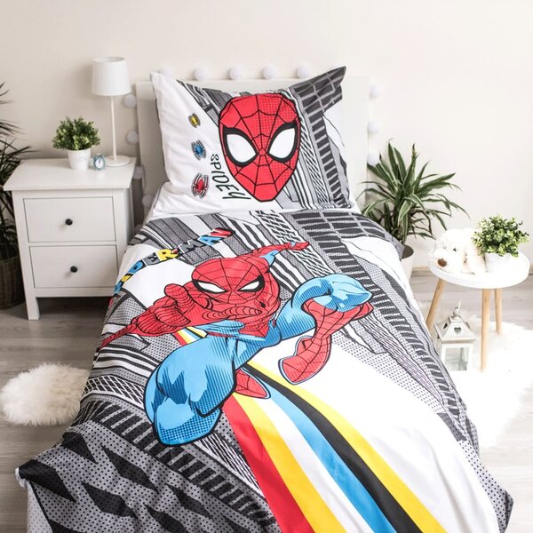 Сиво памучно бебешко спално бельо Spiderman, 140 x 200 cm Spider man - Jerry Fabrics