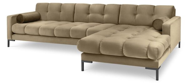 Бежов ъглов диван от кадифе , десен ъгъл Bali - Cosmopolitan Design
