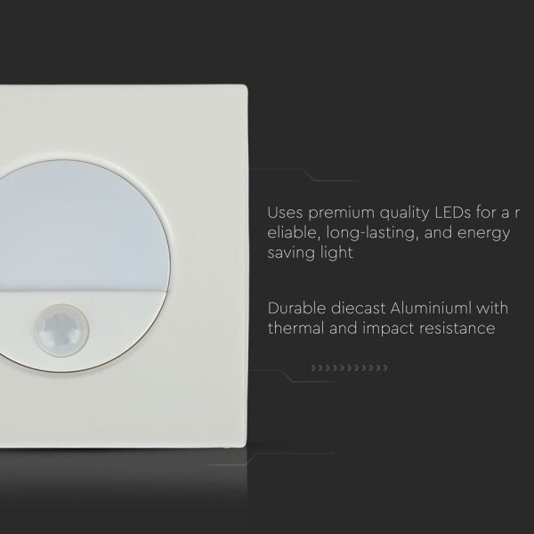 LED осветително тяло за стълби с датчик за движение LED/3W/230V 4000K бяло