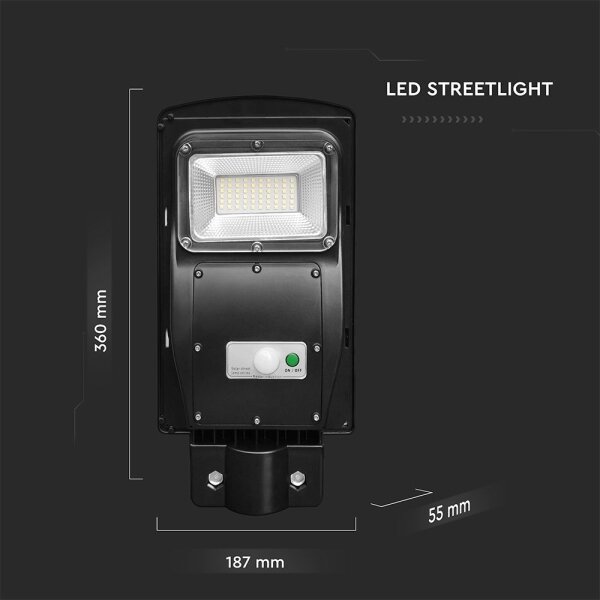 LED соларна улична лампа 6W, 6000K, IP65, 5000 mAh с д/у