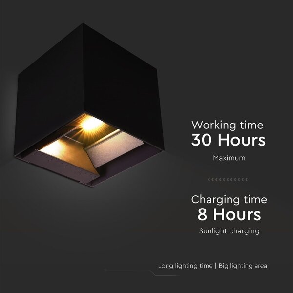 LED соларен стенен фенер с датчик LED/9W/3,7V 3000/4000/5000K IP65 черен