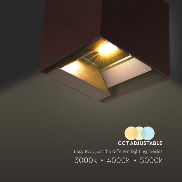 LED соларен стенен фенер с датчик LED/9W/3,7V 3000/4000/5000K IP65 кафяв