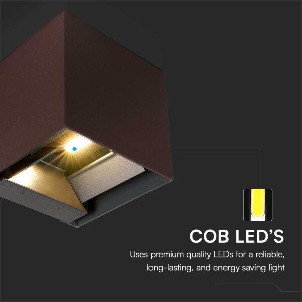 LED соларен стенен фенер с датчик LED/9W/3,7V 3000/4000/5000K IP65 кафяв