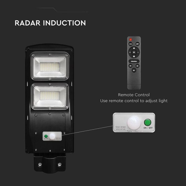 LED соларна улична лампа, димируема, 8W, 3.2V, 6000K, IP65, 9000 mAh + DO