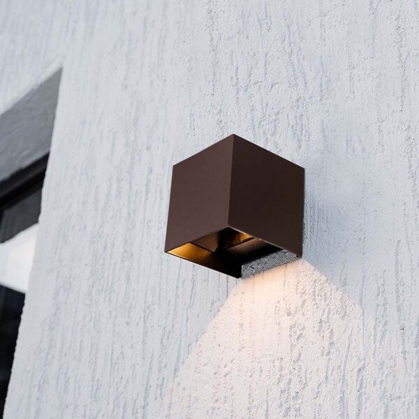 LED соларен стенен фенер с датчик LED/9W/3,7V 3000/4000/5000K IP65 кафяв