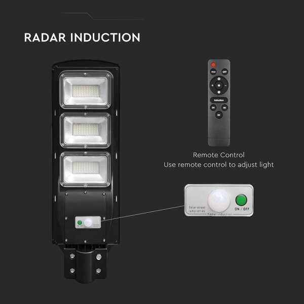LED соларна улична лампа 12W, 6000K, IP65, 10000mAh с дистанционно
