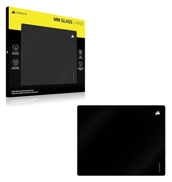 Подложка за мишка Corsair MM Glass Large Precision, гейминг, черна, 500 x 400 x 3 мм