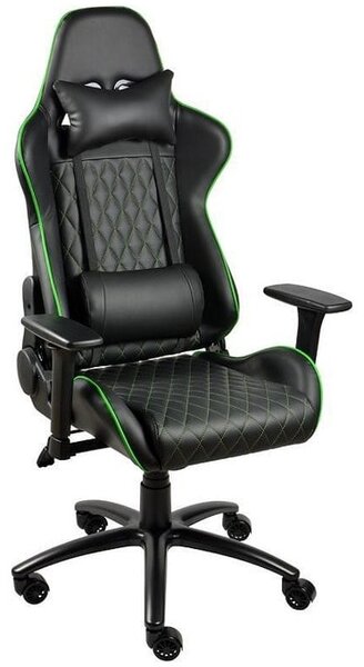 Геймърски стол Xmart XGC-203G Pro, до 120кг. макс тегло, еко кожа, газов амортисьор, коригиране височина, регулируем люлеещ механизъм, черен/зелен