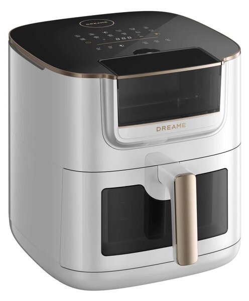 Фритюрник с горещ въздух Dreame AF30, 2300W, 7 л, 12 програми, 50-200°C, Dual-Source Cyclonic Heat, SmartSteam, LED, NTC, Бял