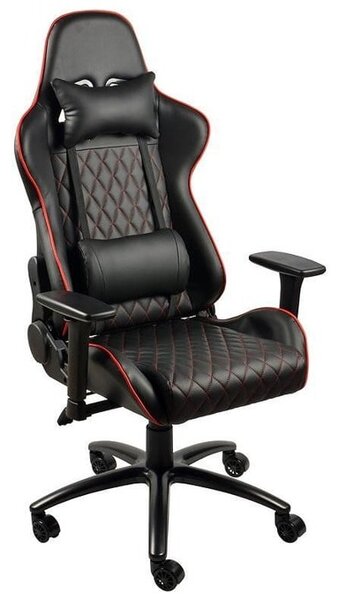 Геймърски стол Xmart XGC-203R Pro, до 120кг. макс тегло, еко кожа, газов амортисьор, коригиране височина, регулируем люлеещ механизъм, черен/червен