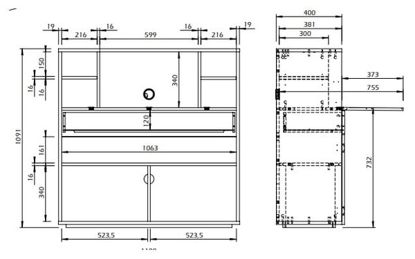 Работна маса с бял плот 110x42 cm Focus - TemaHome