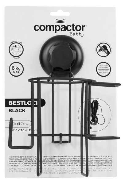 Стенен държач за сешоар Bestlock Black - Compactor