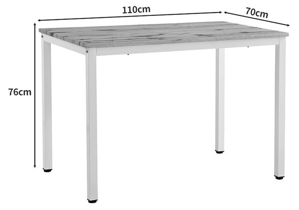 Трапезна маса WITTE МДФ/Метал в цвят сонома с бял крак 110x70x76см