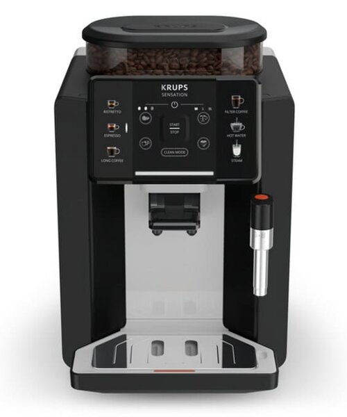 Кафеавтомат Krups EA910A10, 1450W, 2 л. обем на резервоара за вода, 3 настройки на температурата, 5 настройки на мелачката, Barista Inside технология, черна