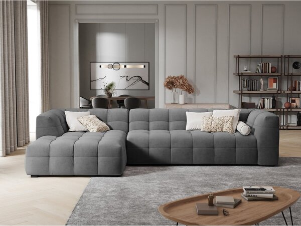 Ъглов диван от сиво кадифе , ляв ъгъл Vesta - Windsor & Co Sofas