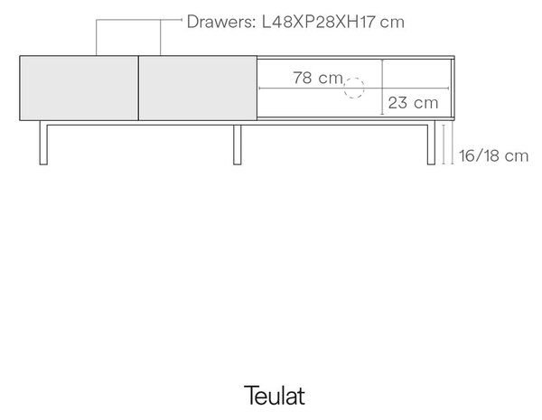 Бяла/естествена маса за телевизор от декор от дъб 180x45 cm Arista – Teulat