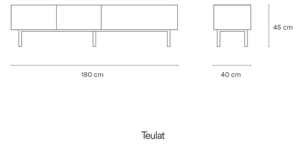 Бяла/естествена маса за телевизор от декор от дъб 180x45 cm Arista – Teulat