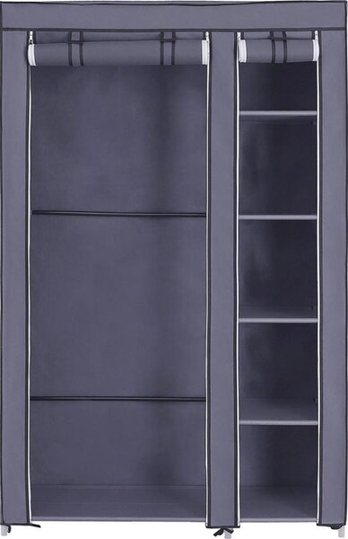 Платнен гардероб за съхранение MATIS 110x175 см с рафтове и лост за дрехи, сив