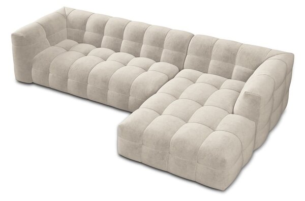 Бежов ъглов диван от кадифе , десен ъгъл Vesta - Windsor & Co Sofas