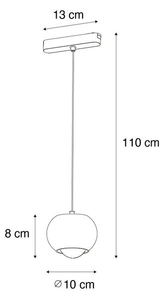 Модерна висяща лампа черна за 1-фазна релсова система с LED - Magnetic Lance