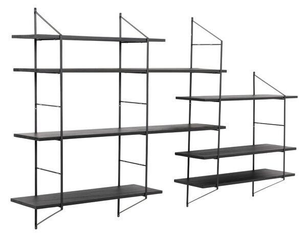 Черен на няколко нива стенен рафт от масивна Пауловния 196 cm Belfast – Actona