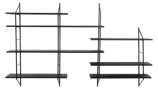 Черен на няколко нива стенен рафт от масивна Пауловния 196 cm Belfast – Actona