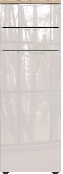 Кремав гланцов висок/тесен шкаф за баня 39x112 cm Tavira – Germania