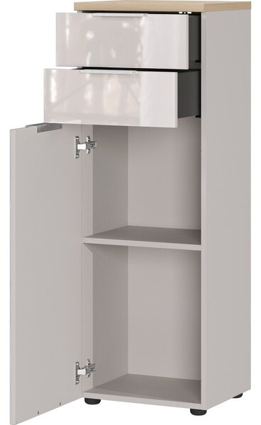 Кремав гланцов висок/тесен шкаф за баня 39x112 cm Tavira – Germania