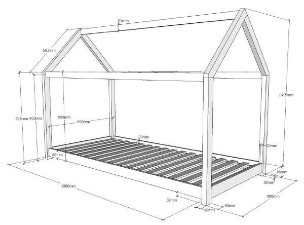 Детско легло за къща , 90 x 200 cm Cabane - Vipack