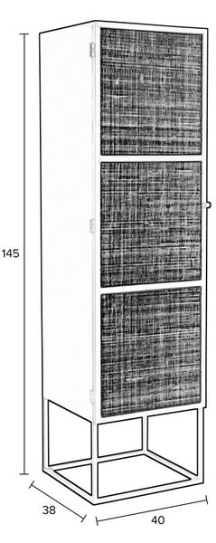 Черен ратанов шкаф 40x145 cm Guuji - White Label