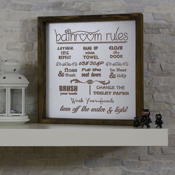 Табела 34x34 cm Bathroom Rules – Evila Originals