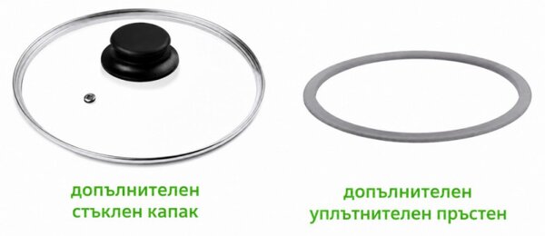 Тенджера под налягане Oliver Voltz OV51311C7, 7 л, 100 kPa, Два капака, Сгъваеми дръжки, Индукция, Инокс