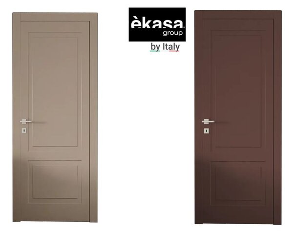 Интериорна врата с каса EKASA KUADRA 80x210х12 см, Панти, Магнитна Брава, Дясна, Дърво, Два цвята Tortora/Cacao