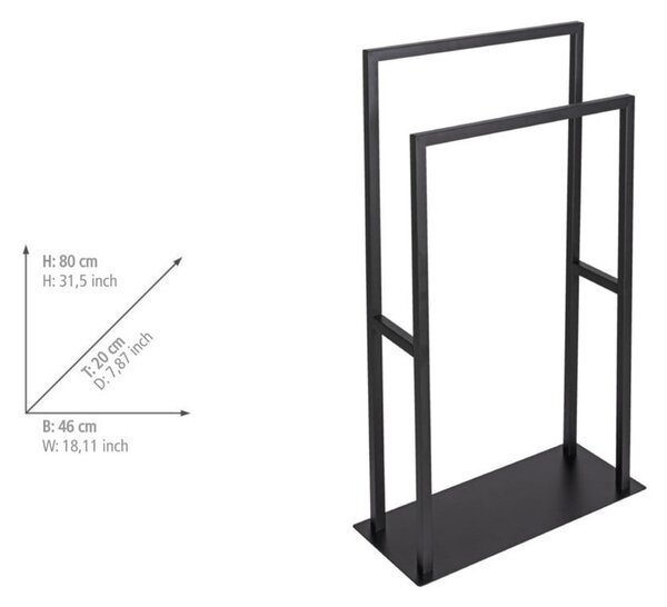 Черна стойка за кърпи от неръждаема стомана Rivaltana – Wenko